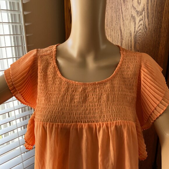 BB DAKOTA Top By Steve Madden Top CREAMSICLE NEW Sweet Flutterings Blous… - Picture 5 of 11